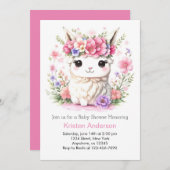 Pink Llama Whimsical Adventure Girl Baby Dusche Einladung (Vorne/Hinten)