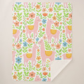 Pink Llamas & Flowers Sherpa Blanket - Customiz Sherpadecke (Vorderseite)