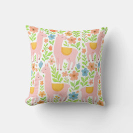 Pink Lllamas & Floral Design Pillows - Customize  Kissen