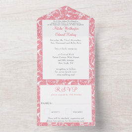 Pink Lmon Filigree Paisley Henna Wedding RSVP All In One Einladung