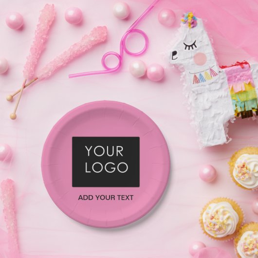 Pink - Logo für die benutzerdefinierbare Geschäfts Pappteller (Party)