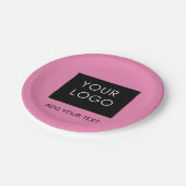 Pink - Logo für die benutzerdefinierbare Geschäfts Pappteller (Schrägansicht)