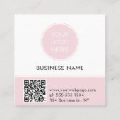Pink Logo QR Code Photo Square Business Card Quadratische Visitenkarte (Rückseite)