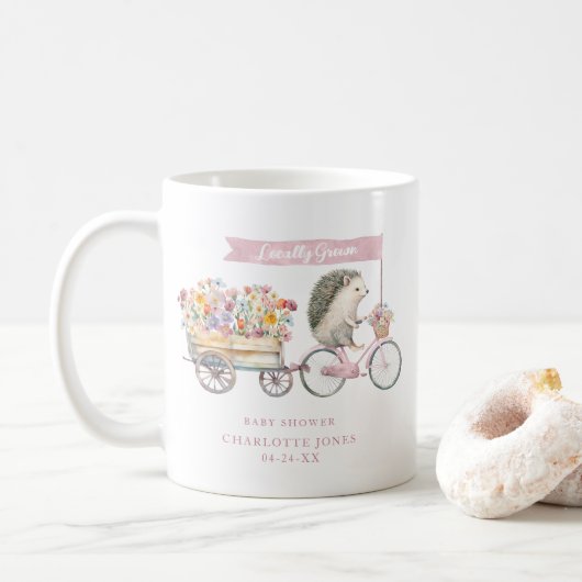 Pink Lokal Grown Baby Shower Tasse - Igel (Mit Donut)