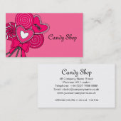 Pink Lollipop Candy Shop Bakery Business Card Visitenkarte (Vorne/Hinten)