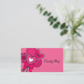 Pink Lollipop Candy Shop Bakery Business Card Visitenkarte (Stehend Vorderseite)