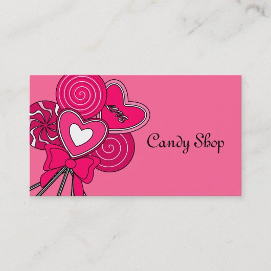 Pink Lollipop Candy Shop Bakery Business Card Visitenkarte (Vorderseite)