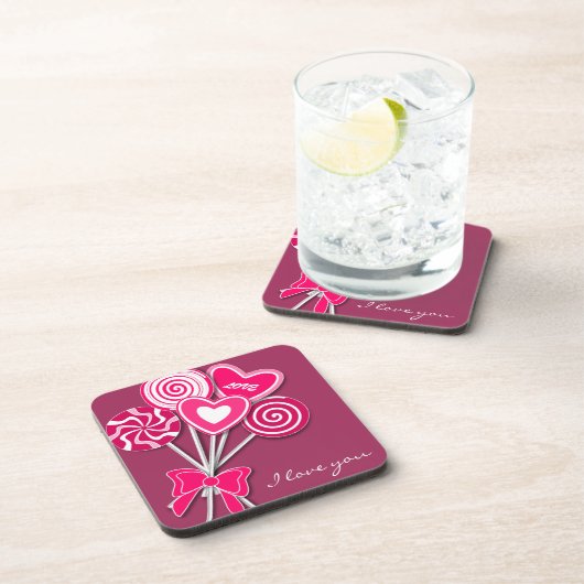 Pink Lollipop Cork Coster Untersetzer (Rechte Seite)