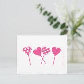 Pink Lollipop Hearts Postcard Postkarte (Stehend Vorderseite)