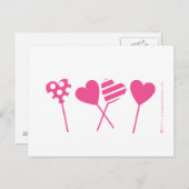 Pink Lollipop Hearts Postcard Postkarte (Vorne/Hinten)