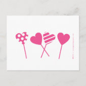 Pink Lollipop Hearts Postcard Postkarte (Vorderseite)