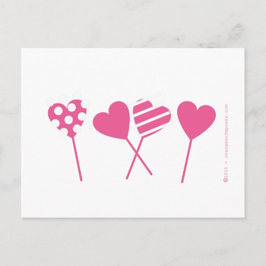 Pink Lollipop Hearts Postcard Postkarte (Vorderseite)