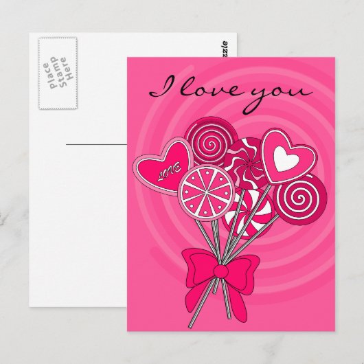 Pink Lollipop Postkarte (Vorne/Hinten)