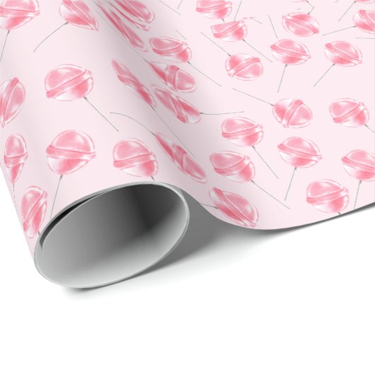 Pink Lollipop Wrapping Paper Geschenkpapier (Rolleneckpunkt)