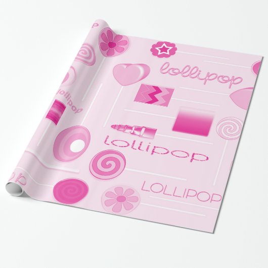Pink Lollipops Geschenkpapier (Ungerollt)