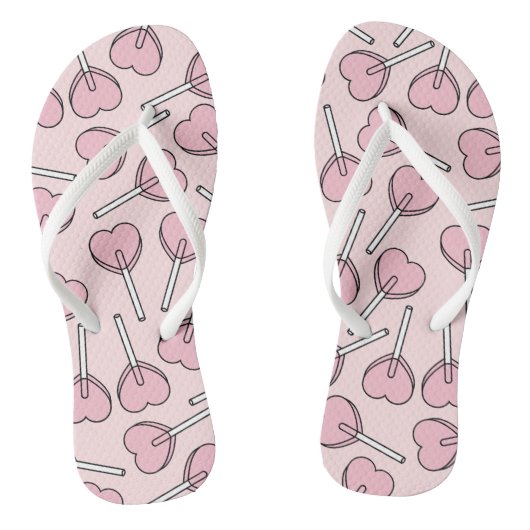 Pink Lollipops, Heart Lollipops, Lollipop Pattern Badesandalen (Fußbett)