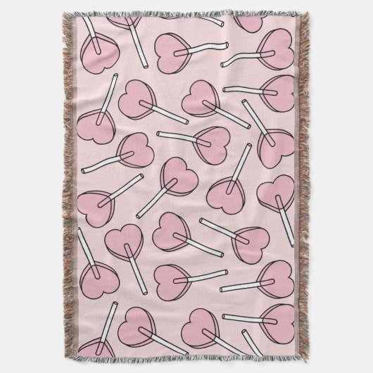 Pink Lollipops, Heart Lollipops, Lollipop Pattern Decke (Vorderseite Vertikal)