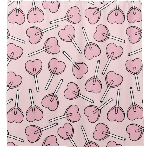 Pink Lollipops, Heart Lollipops, Lollipop Pattern Duschvorhang (Vorderseite)