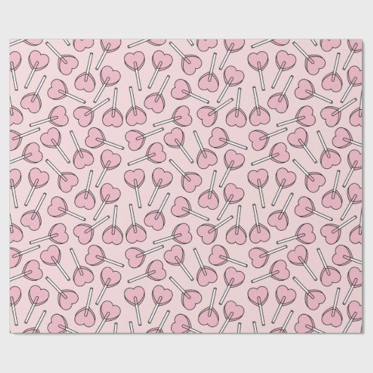 Pink Lollipops, Heart Lollipops, Lollipop Pattern Geschenkpapier (Flach)