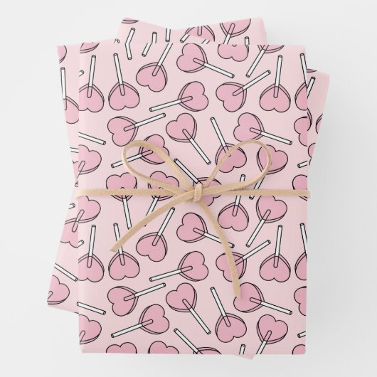 Pink Lollipops, Heart Lollipops, Lollipop Pattern Geschenkpapier Set (Beispiel)