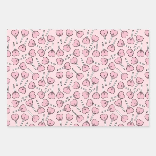 Pink Lollipops, Heart Lollipops, Lollipop Pattern Geschenkpapier Set (Vorderseite 3)