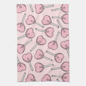 Pink Lollipops, Heart Lollipops, Lollipop Pattern Geschirrtuch (Vertikal)