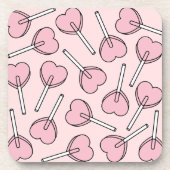Pink Lollipops, Heart Lollipops, Lollipop Pattern Getränkeuntersetzer (Vorderseite)