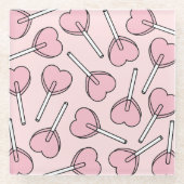 Pink Lollipops, Heart Lollipops, Lollipop Pattern Glasuntersetzer (Vorderseite)