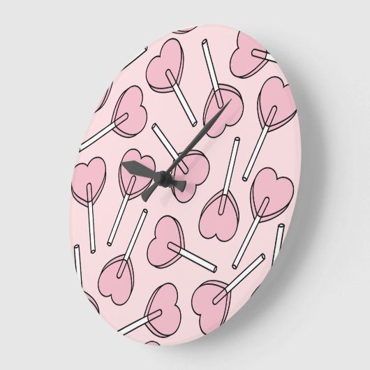 Pink Lollipops, Heart Lollipops, Lollipop Pattern Große Wanduhr (Winkel)