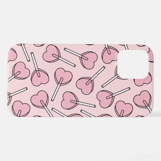 Pink Lollipops, Heart Lollipops, Lollipop Pattern iPhone Hülle (Rückseite (Horizontal))