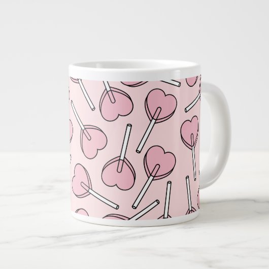 Pink Lollipops, Heart Lollipops, Lollipop Pattern Jumbo-Tasse (Vorderseite Rechts)