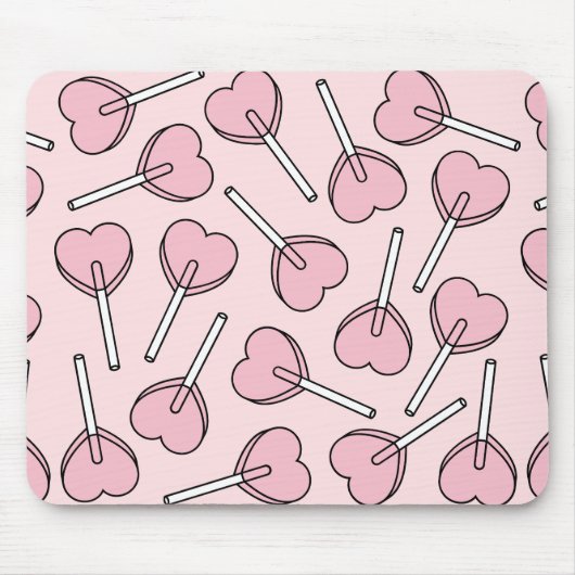 Pink Lollipops, Heart Lollipops, Lollipop Pattern Mousepad (Vorne)