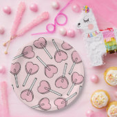 Pink Lollipops, Heart Lollipops, Lollipop Pattern Pappteller (Party)