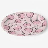 Pink Lollipops, Heart Lollipops, Lollipop Pattern Pappteller (Schrägansicht)