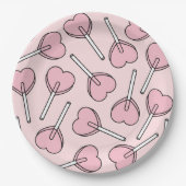 Pink Lollipops, Heart Lollipops, Lollipop Pattern Pappteller (Vorderseite)