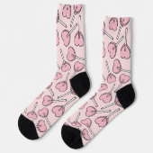 Pink Lollipops, Heart Lollipops, Lollipop Pattern Socken (Linkes Detail)