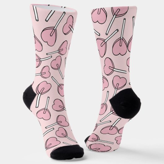 Pink Lollipops, Heart Lollipops, Lollipop Pattern Socken (Gewinkelt)