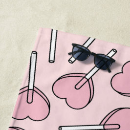 Pink Lollipops, Heart Lollipops, Lollipop Pattern Strandtuch