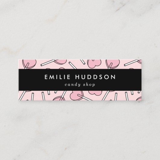 Pink Lollipops, Heart Lollipops, Lolly, Candy Shop Mini Visitenkarte (Vorderseite)