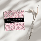 Pink Lollipops, Heart Lollipops, Lolly, Candy Shop Quadratische Visitenkarte