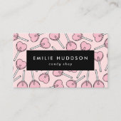 Pink Lollipops, Heart Lollipops, Lolly, Candy Shop Visitenkarte (Vorderseite)