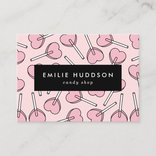 Pink Lollipops, Heart Lollipops, Lolly, Candy Shop Visitenkarte (Vorderseite)