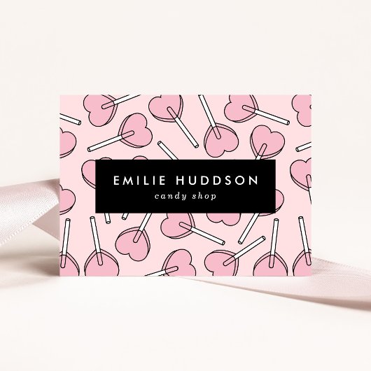 Pink Lollipops, Heart Lollipops, Lolly, Candy Shop Visitenkarte