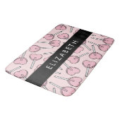 Pink Lollipops, Heart Lollipops, Lolly, Your Name Badematte (Schrägansicht)