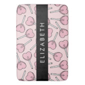 Pink Lollipops, Heart Lollipops, Lolly, Your Name Badematte (Vorderseite Vertikal)