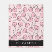 Pink Lollipops, Heart Lollipops, Lolly, Your Name Fleecedecke (Vorderseite)