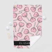 Pink Lollipops, Heart Lollipops, Lolly, Your Name Golfhandtuch (Insitu)