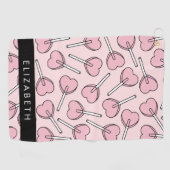 Pink Lollipops, Heart Lollipops, Lolly, Your Name Golfhandtuch (Horizontal)