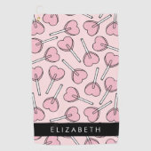 Pink Lollipops, Heart Lollipops, Lolly, Your Name Golfhandtuch (Vorderseite)