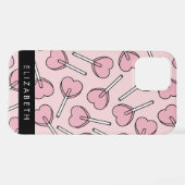 Pink Lollipops, Heart Lollipops, Lolly, Your Name iPhone Hülle (Rückseite (Horizontal))